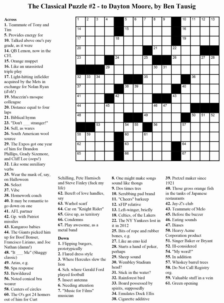 Star Ledger Crossword Puzzle Today Printable