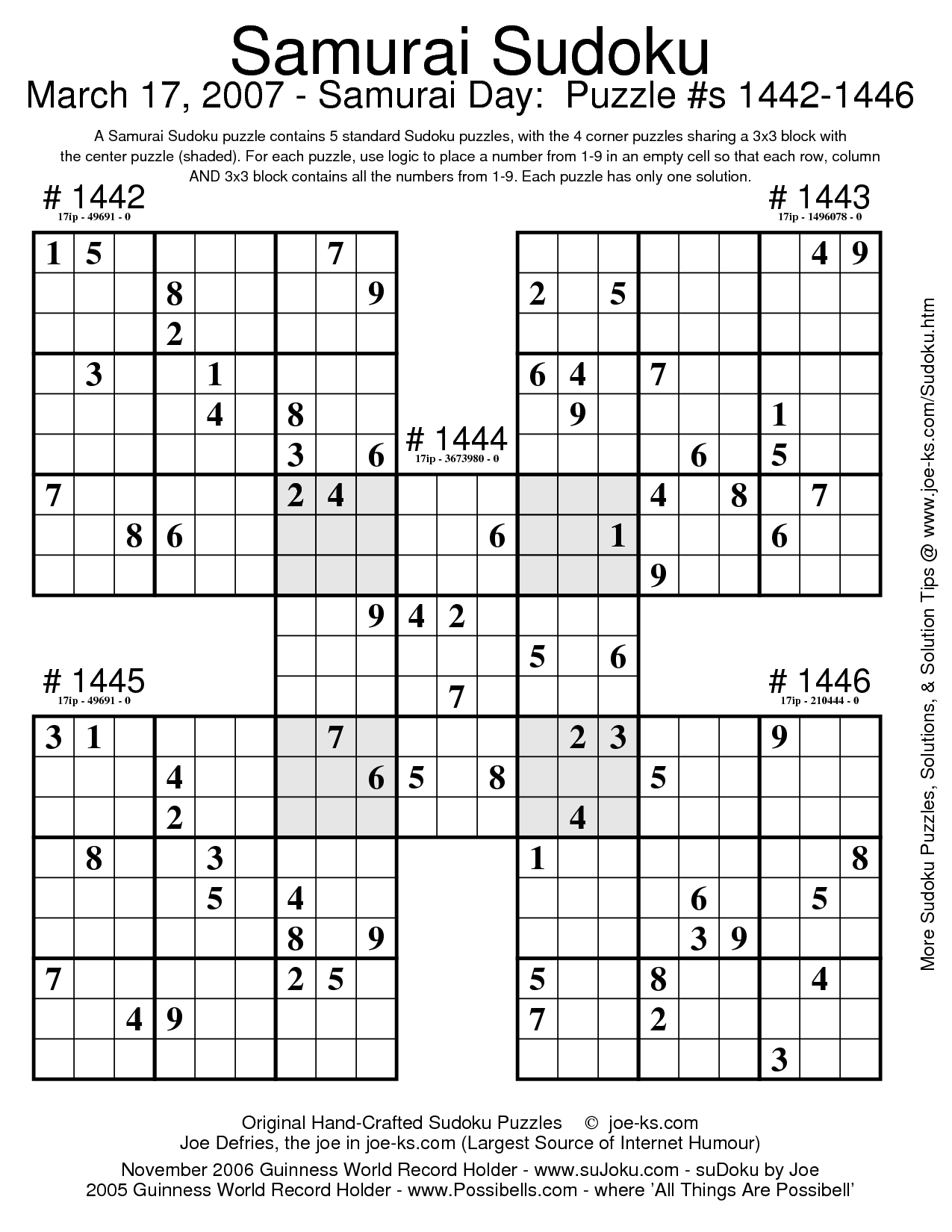 Sudoku Puzzles Document Sample Sudoku Puzzles Sudoku Brain Teasers