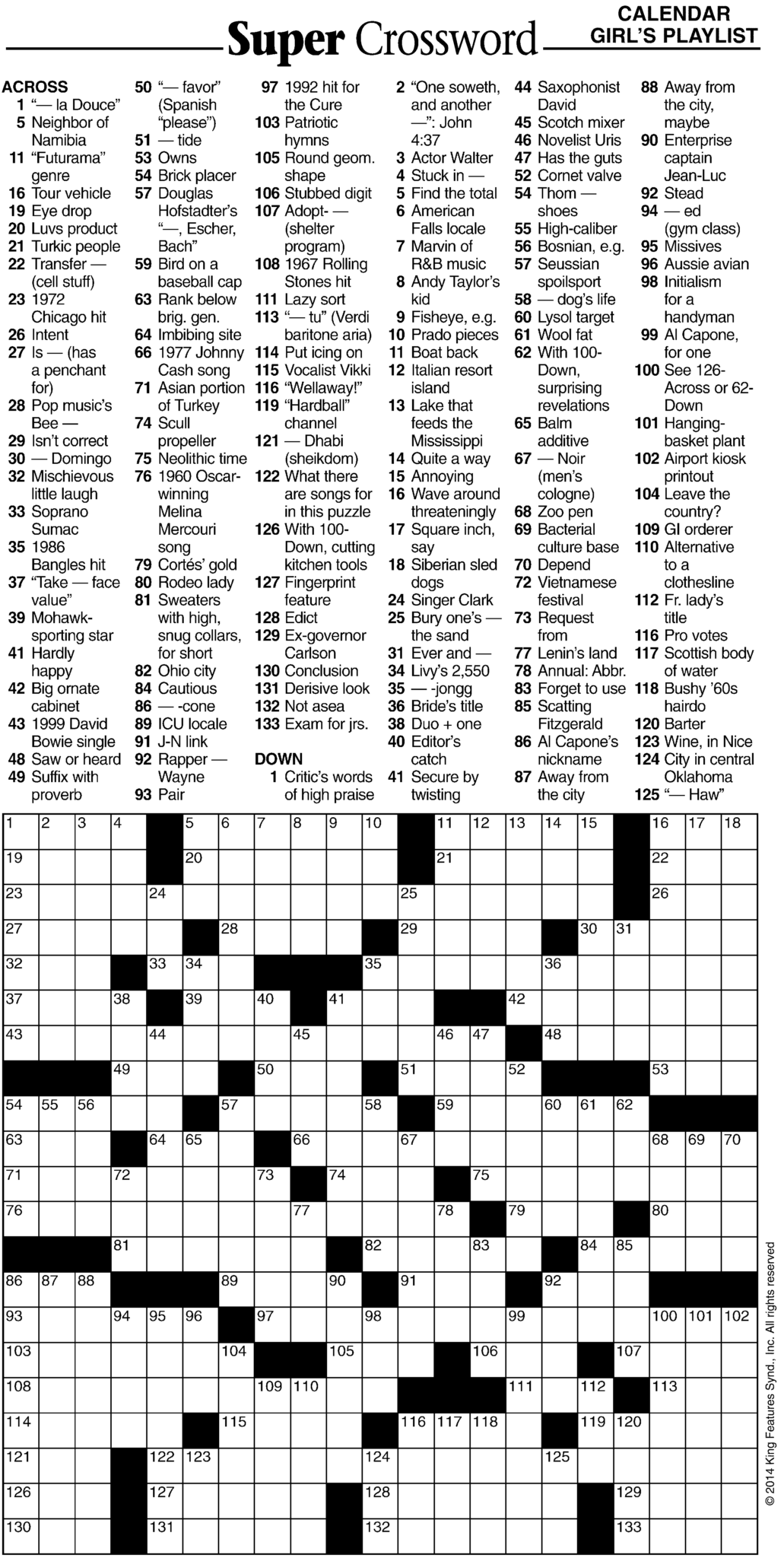 Super Crossword Puzzle | James Crossword Puzzles