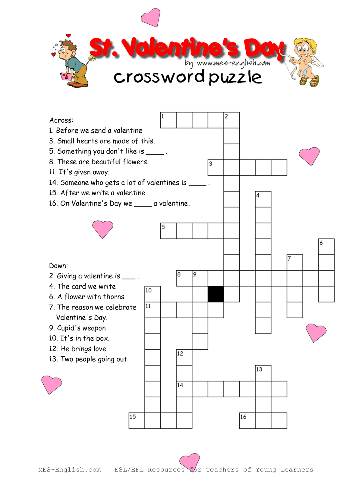 Top 5 Easy Valentine s Day Crosswords Valentines Word Search 