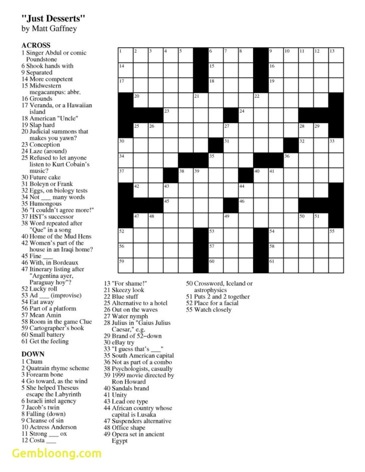 Printable Usa Today Crossword Puzzle Archives