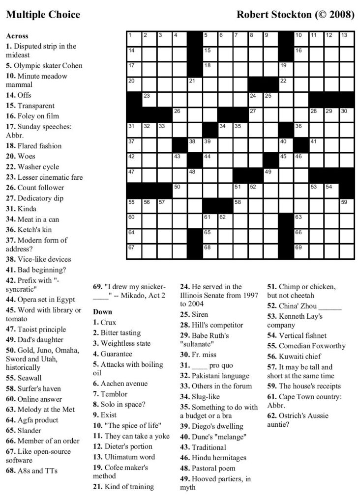 Usa Daily Printable Crossword Puzzles