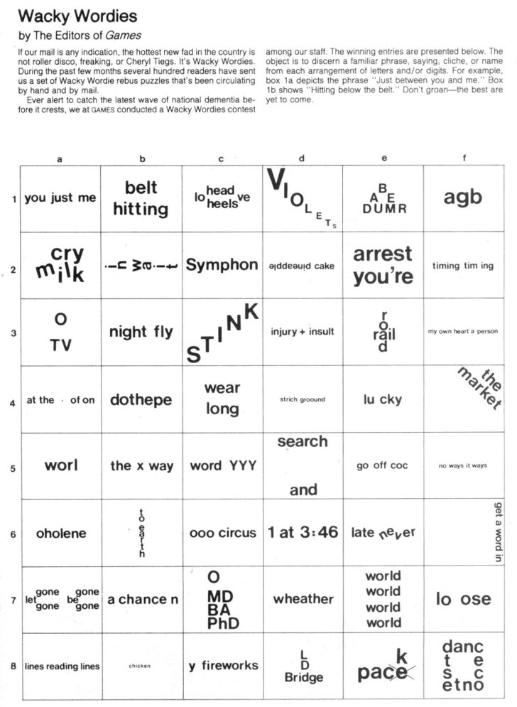 Wacky Wordies 57 Answers Printable