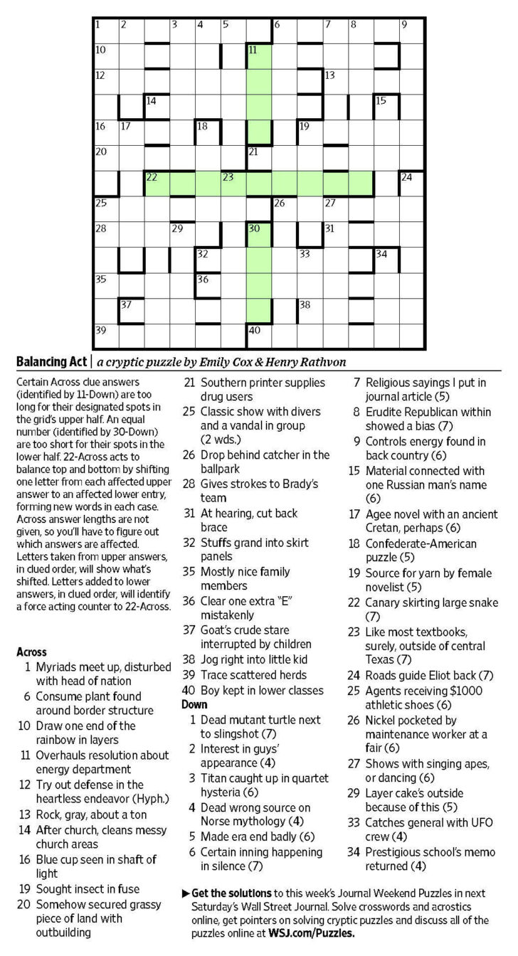 Wall Street Journal Crossword Puzzle Printable Printable Crossword Wall Street Journal Crossword Puzzle Printable Printable Crossword