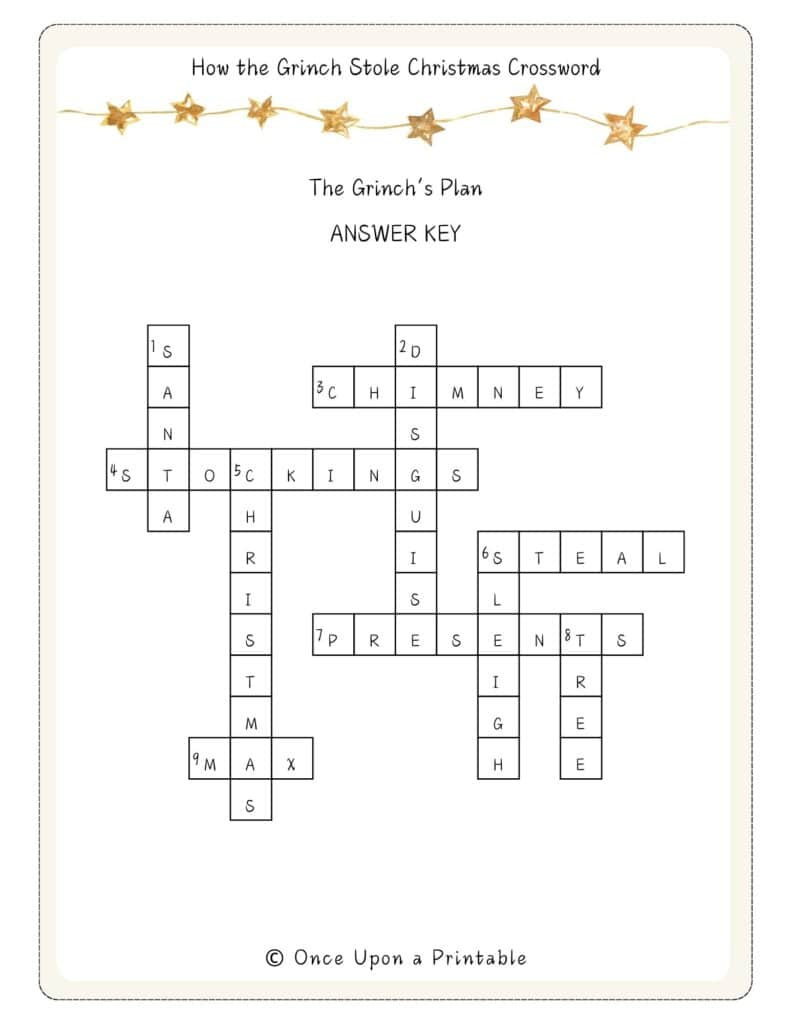 5 How The Grinch Stole Christmas Crossword Puzzles Free - Once for How the Grinch Stole Christmas Crossword Puzzles Answers