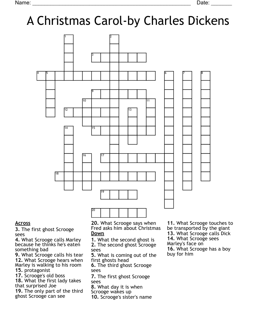 A Christmas Carol-By Charles Dickens Crossword - Wordmint regarding Christmas Carol By Charles Dickens Crossword Puzzles