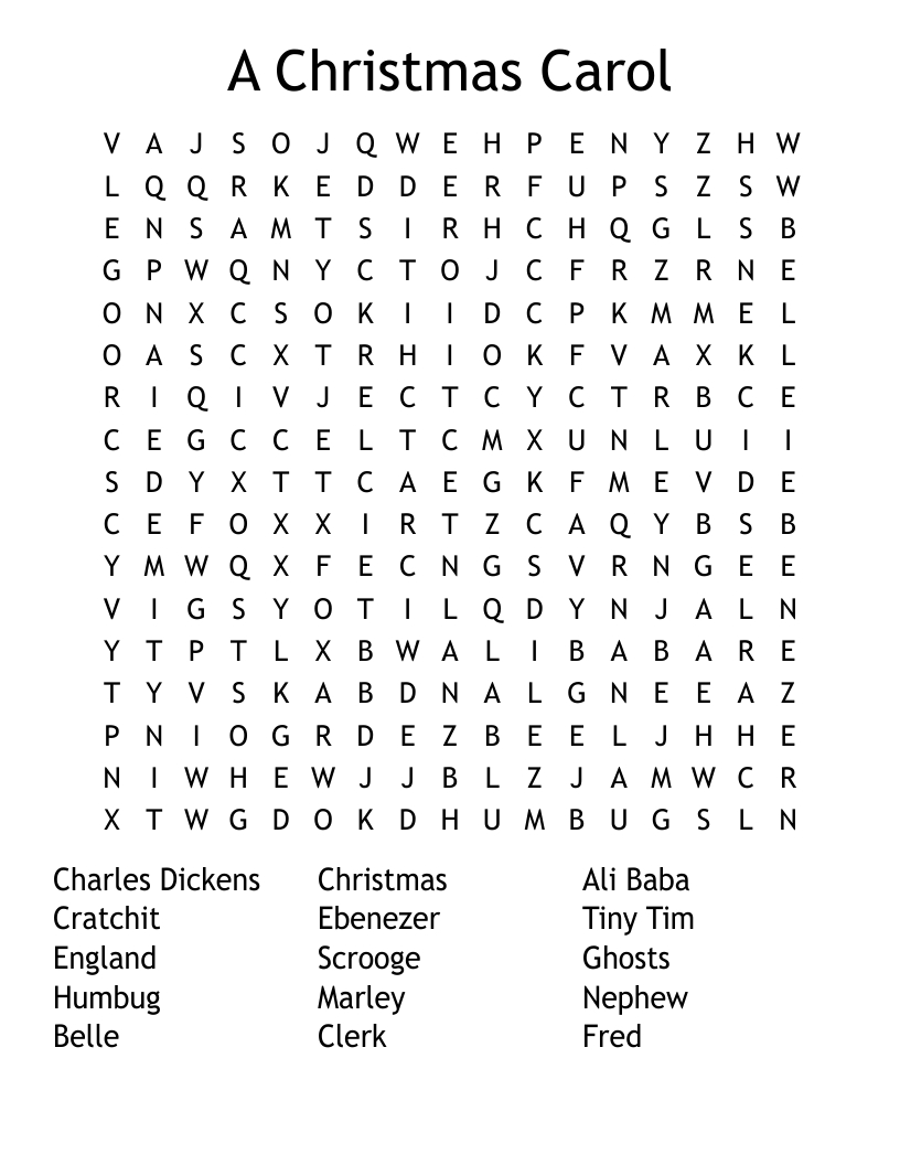 A Christmas Carol Crossword - Wordmint with Christmas Carol By Charles Dickens Crossword Puzzles