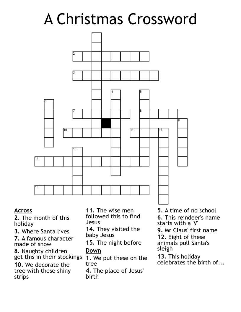 A Christmas Crossword - Wordmint pertaining to Christmas Word Crossword Puzzles