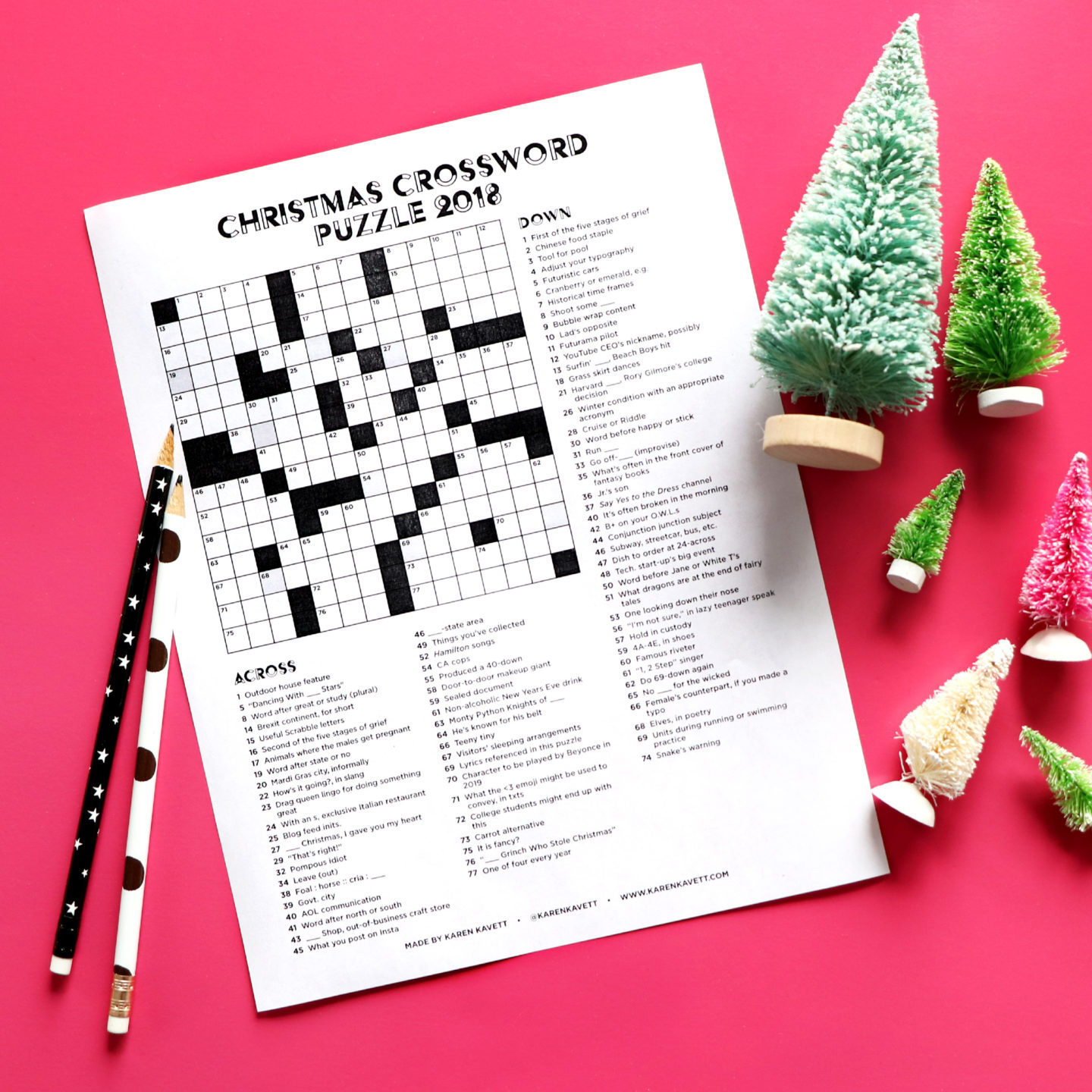 Christmas Crossword Puzzle 2018 - Karen Kavett regarding Christmas Decorations Crossword Puzzles Answers