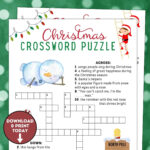 Christmas Crossword Puzzle / Christmas Game For Kids / Holiday With Regard To Christmas Crossword Puzzles For Kids