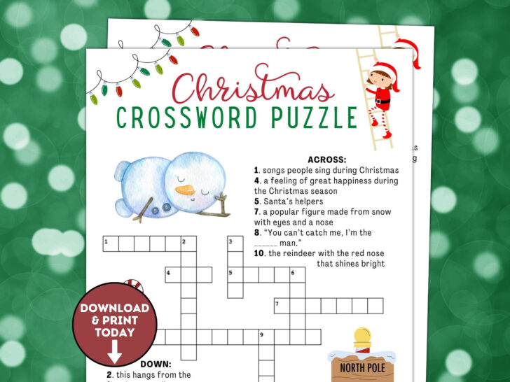 Christmas Crossword Puzzles For Kids