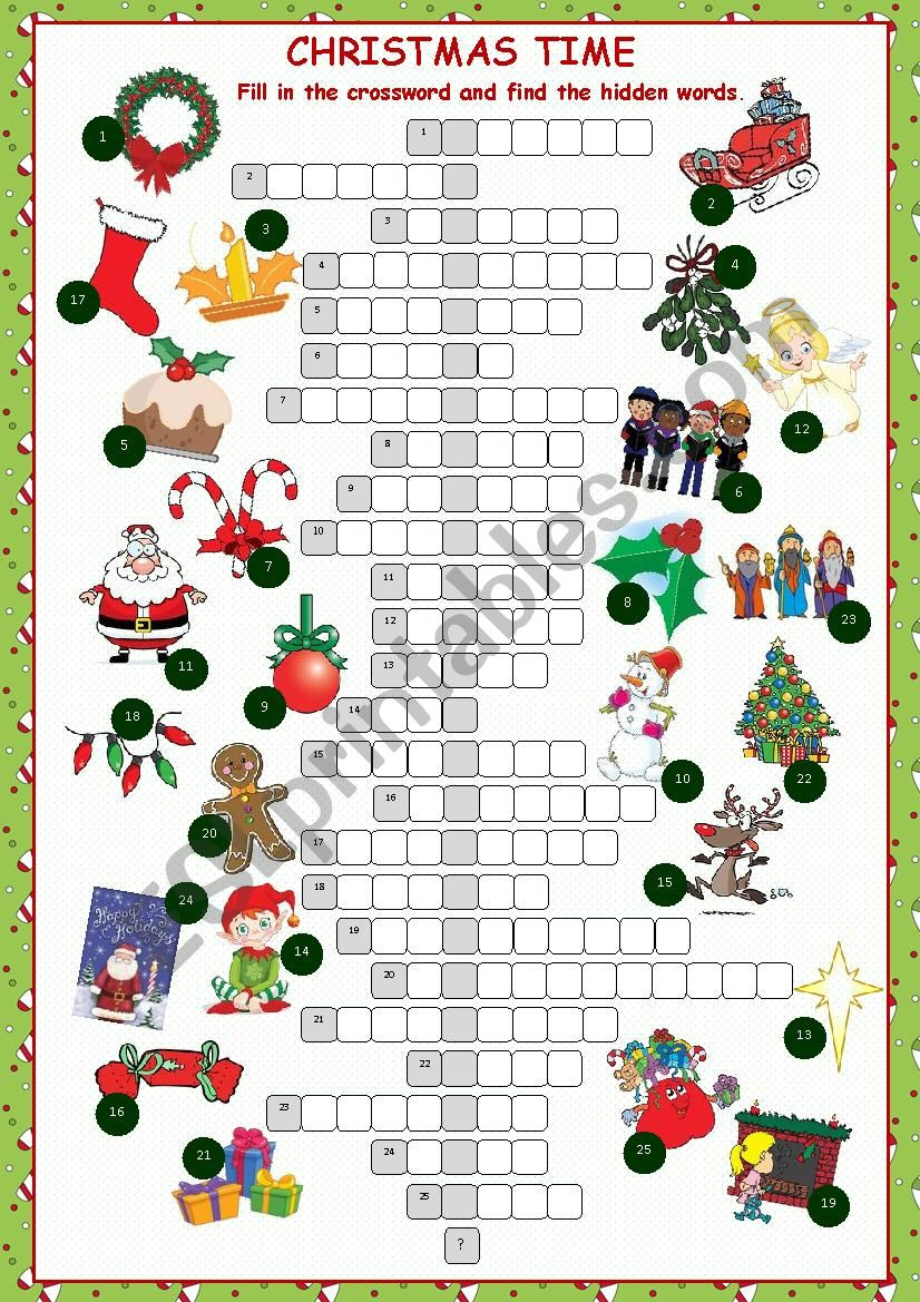 Christmas Crossword Puzzle - Esl Worksheetkissnetothedit in Christmas Crossword Puzzles Worksheet