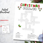 Christmas Crossword Puzzle Printable, Instant Download Kids For Christmas Decorations Crossword Puzzles Answers