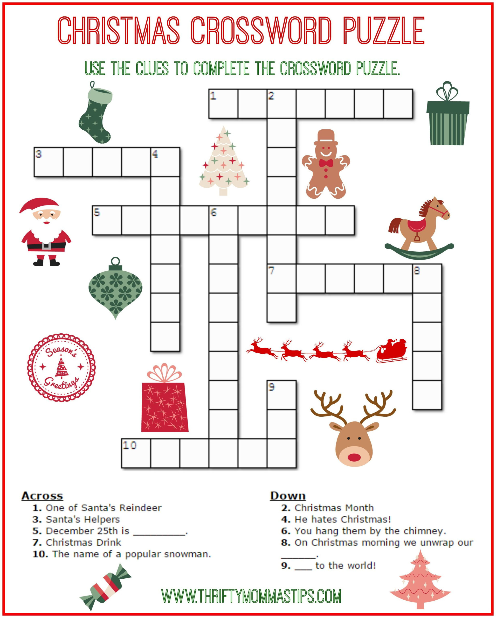 Christmas Crossword Puzzle Printable - Thrifty Momma&amp;#039;S Tips with Christmas Crossword Puzzles and Word Search