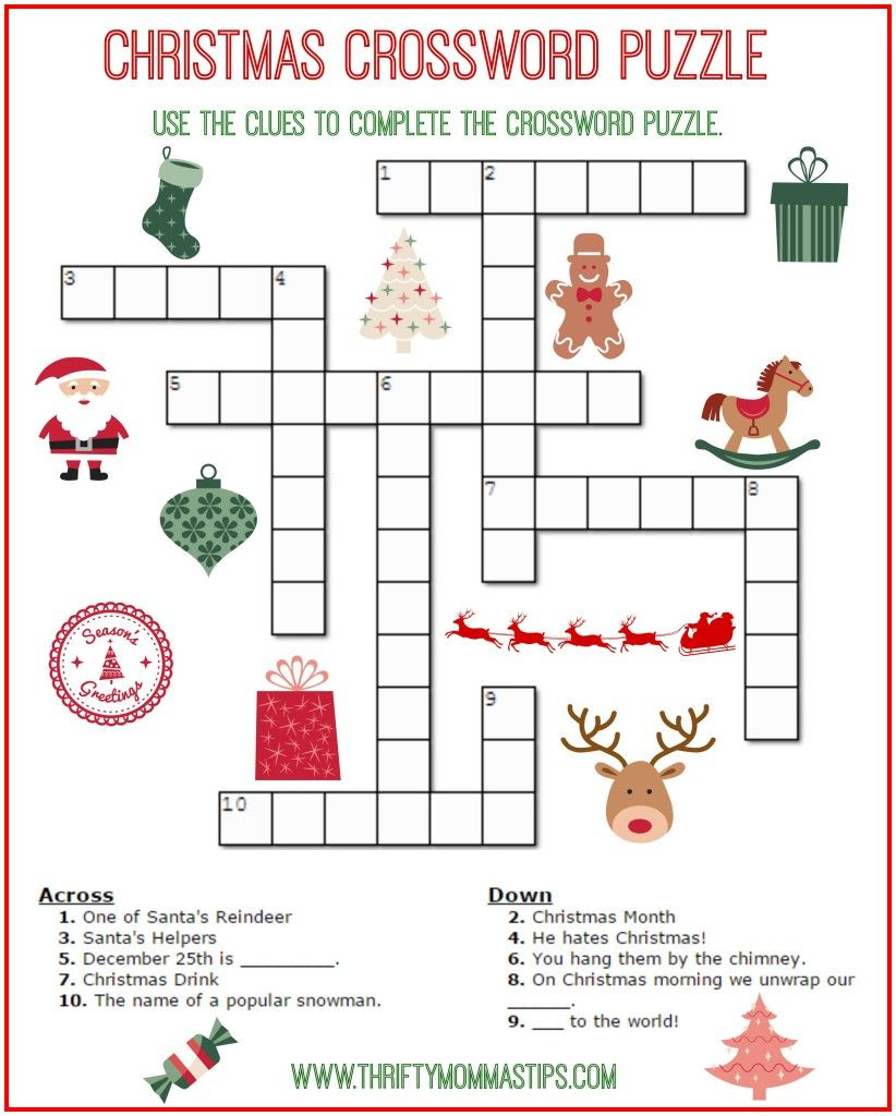 Christmas Crossword Puzzle Printable - Thrifty Momma&amp;#039;S Tips with Printable Christmas Crossword Puzzles For Adults with Answers