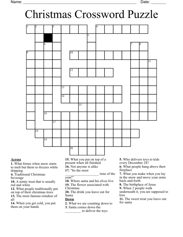 Christmas Crossword Puzzles For Adults with Answers