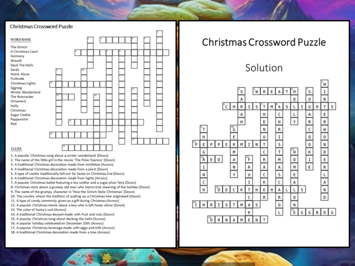 Christmas Around the World Crossword Puzzles