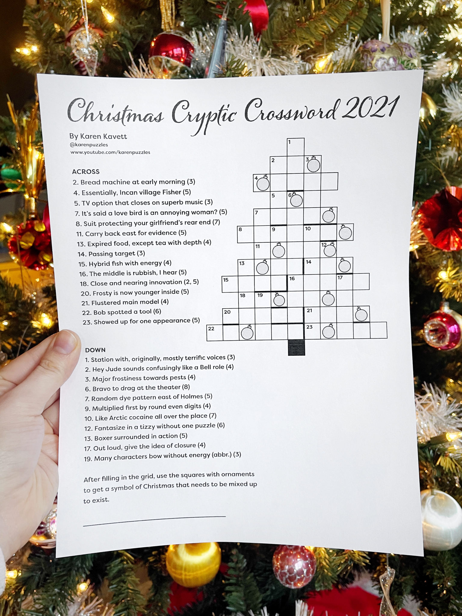 Christmas Cryptic Crossword 2021 - Karen Kavett regarding Christmas Decorations Crossword Puzzles Answers