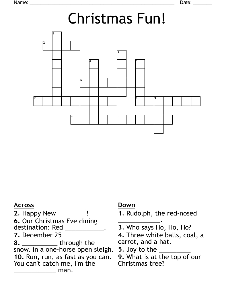 Christmas Fun! Crossword - Wordmint with regard to Christmas Joy Crossword Puzzles