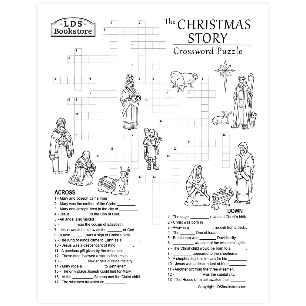 Christmas Story Crossword Puzzle - Printable for Bible Christmas Crossword Puzzles