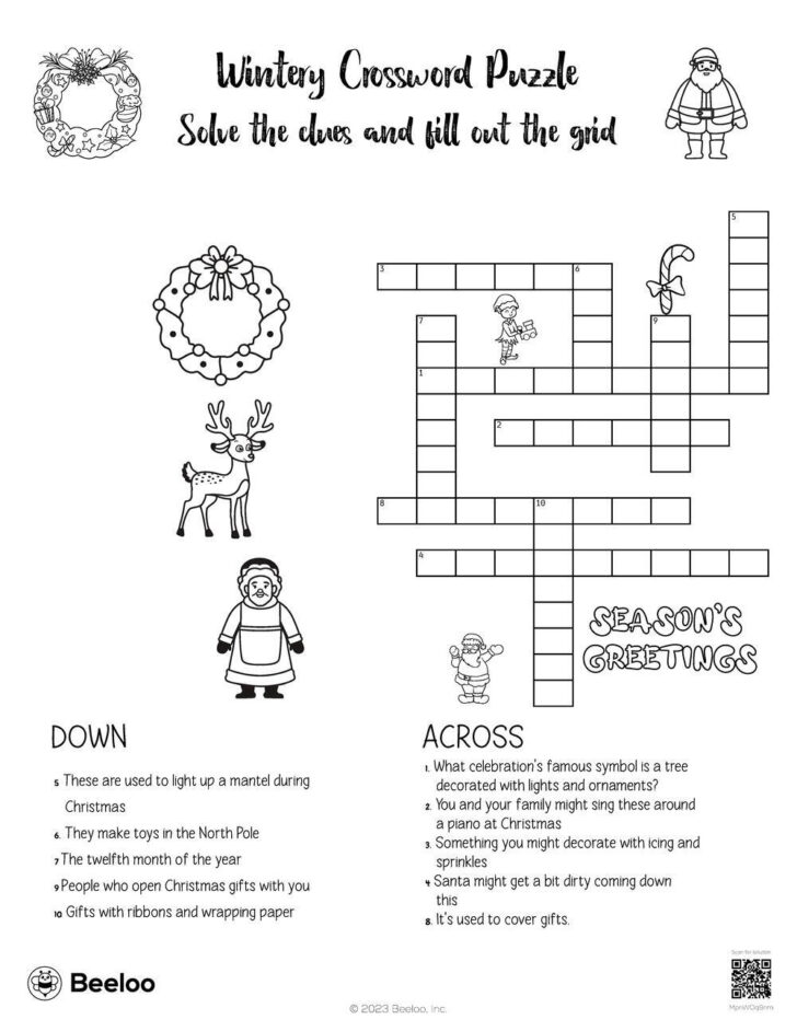 Christmas Crossword Puzzles with Word Bank