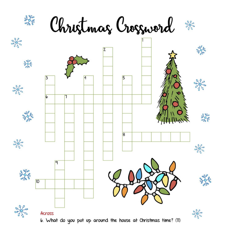 Christmas Crossword Puzzles to Print For Adults