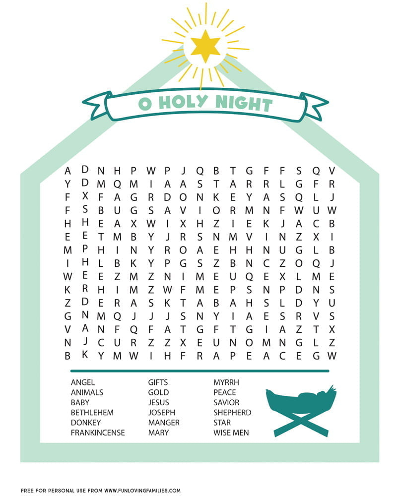 Nativity Word Search Printable - Fun Loving Families throughout Catholic Christmas Crossword Puzzles To Print