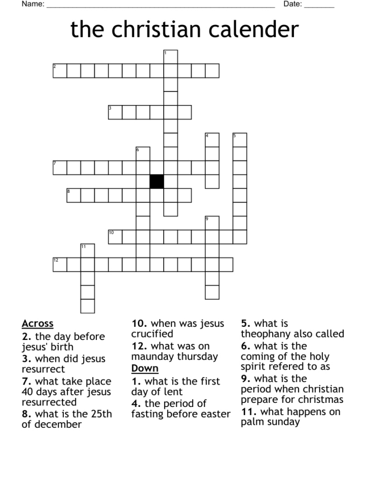 Christian Christmas Crossword Puzzles Printable