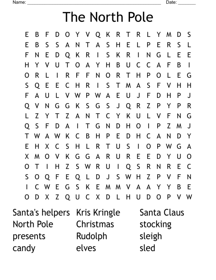 Christmas At the North Pole Crossword Puzzles Answers