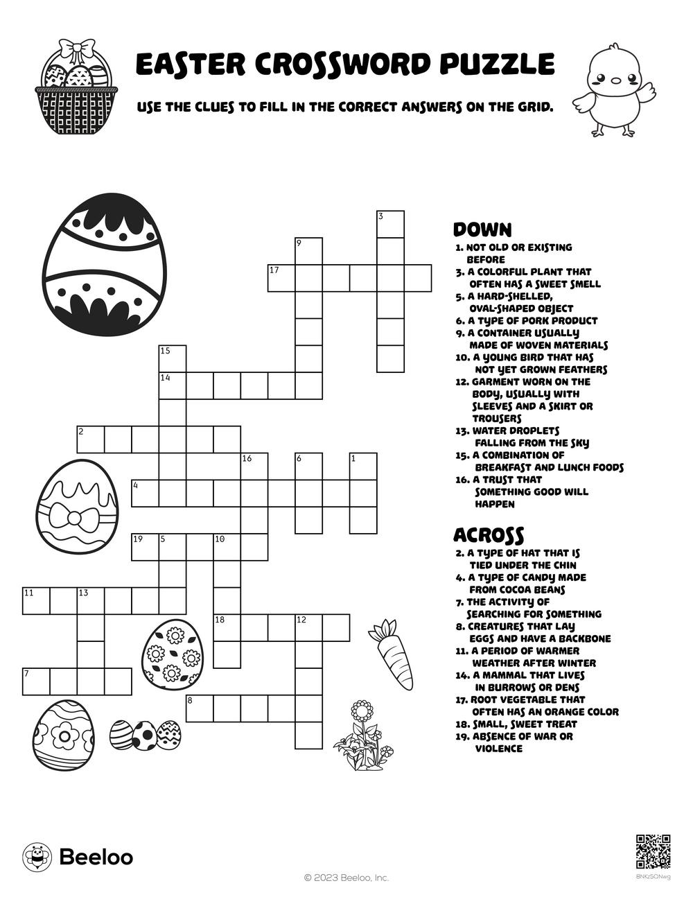 Easter Crossword Puzzle • Beeloo Printable Crafts And Activities for Adult Easter Crossword Puzzles