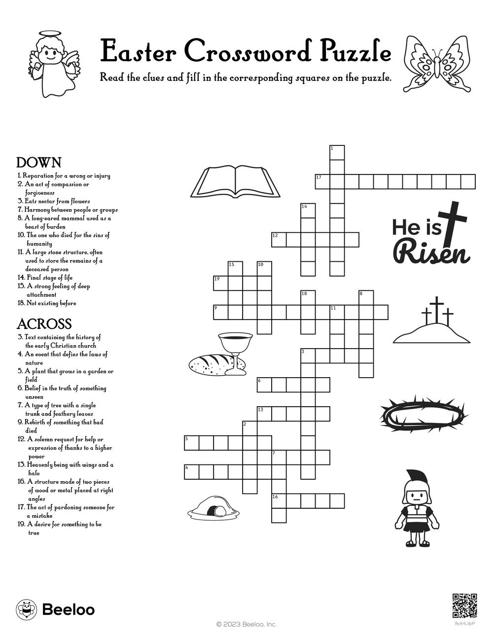 Easter Crossword Puzzle • Beeloo Printable Crafts And Activities in Easter Crossword Puzzles Printable Worksheets