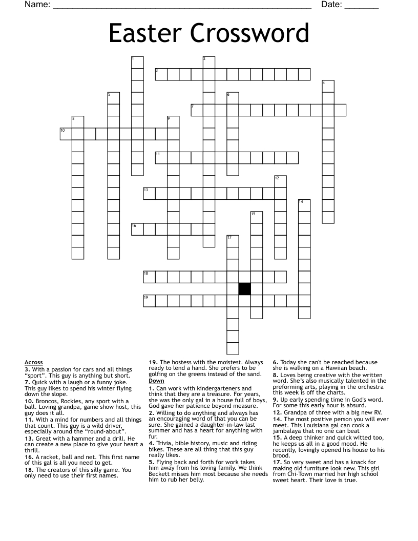 Easter Crossword - Wordmint for The First Easter Crossword Puzzles Answers
