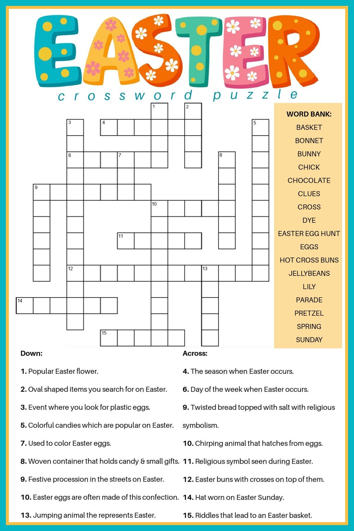 Free Easter Crossword Puzzle Printable - 2 Versions &amp;amp; Answer Key inside Easter Crossword Puzzles