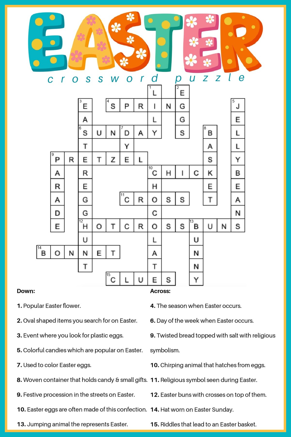 Free Easter Crossword Puzzle Printable - 2 Versions &amp;amp; Answer Key inside The First Easter Crossword Puzzles Answers