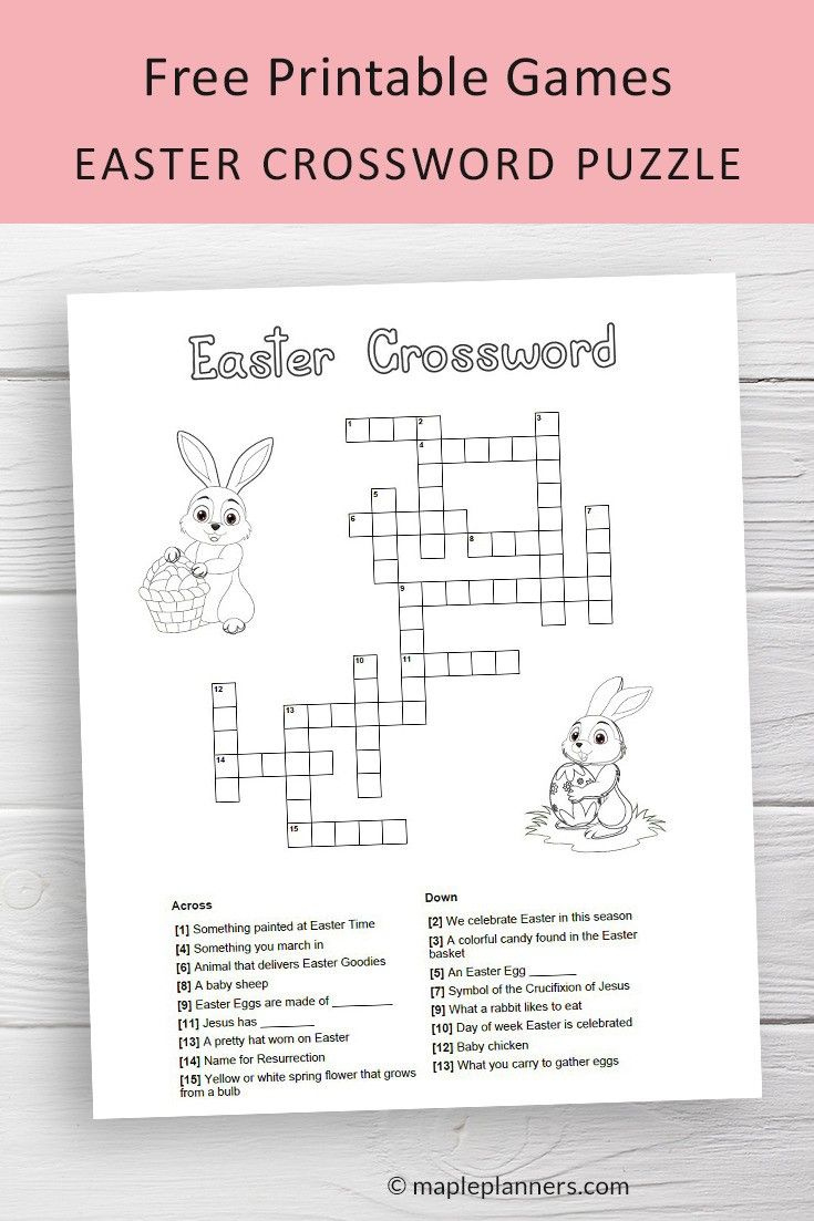 Free Printable Easter Crossword Puzzle | Fun Easter Activities For regarding Easter Crossword Puzzles Printable Worksheets