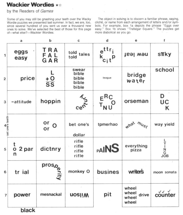 Free Printable Wacky Words with Answers