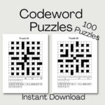 100 Codeword Puzzles: Coded Crosswords (Printable Pdf)   Etsy In Printable Codeword Puzzles