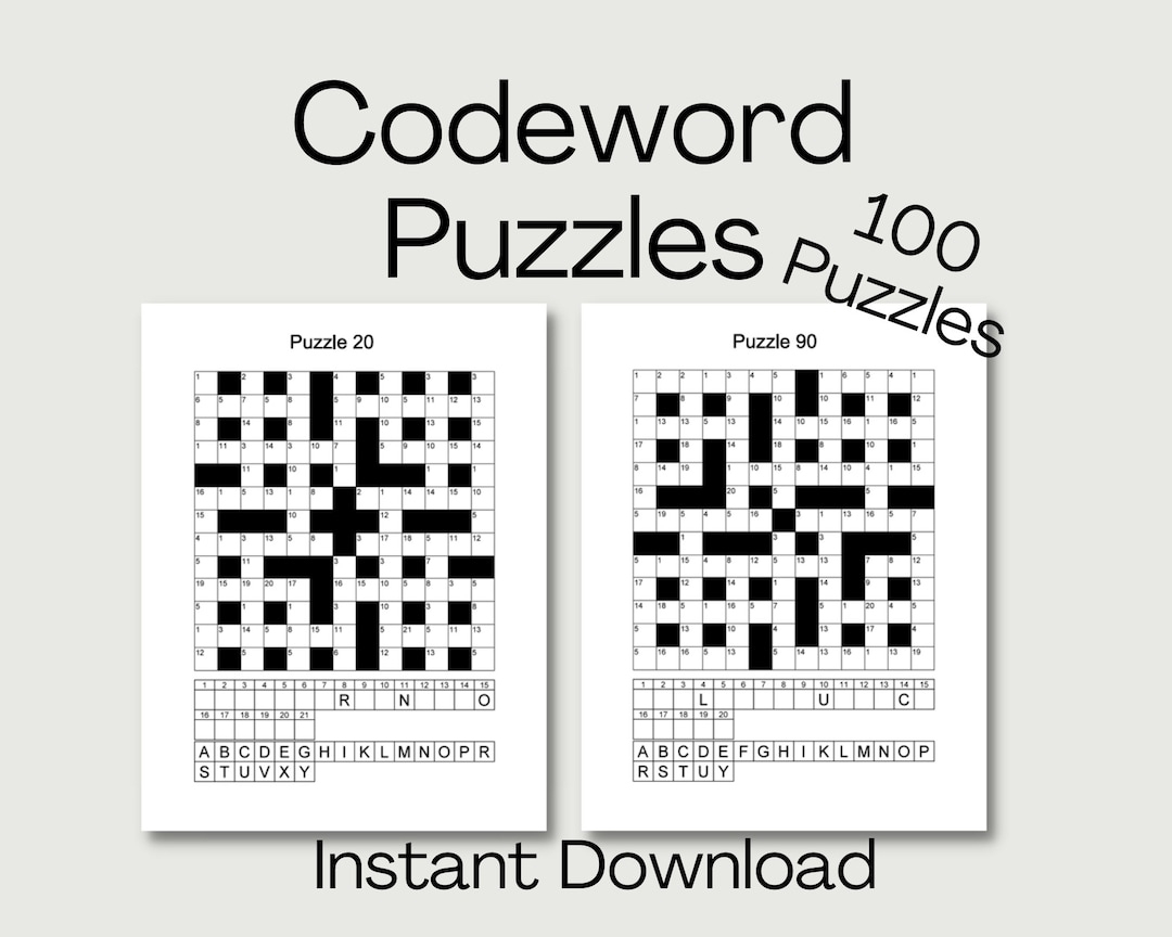 100 Codeword Puzzles: Coded Crosswords (Printable Pdf) - Etsy in Printable Codeword Puzzles