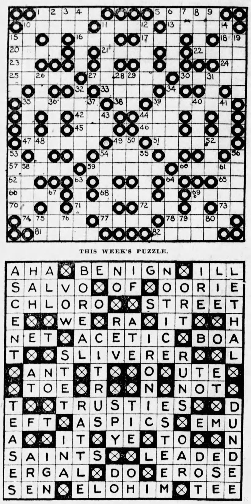 1924: The Year In Crosswords (3 Of 4) - T Campbell&amp;#039;S Grid within Indianapolis Star Crossword Puzzle