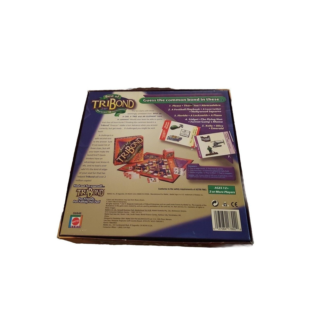 2001 Best Of Tribond &amp;quot;What Do These 3 Have In Common?&amp;quot; Mattel Board Game regarding Dental Tribond Questions and Answers