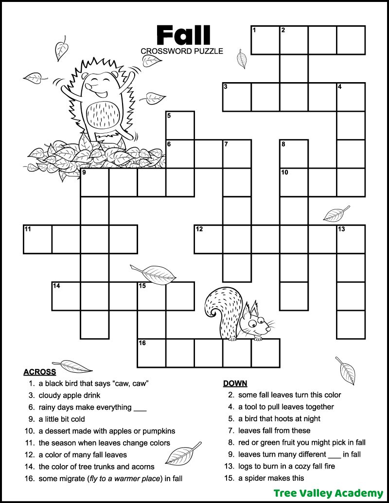 46 Crossword Puzzles For Kids - Tree Valley Academy for Daily Printable Crosswords 7