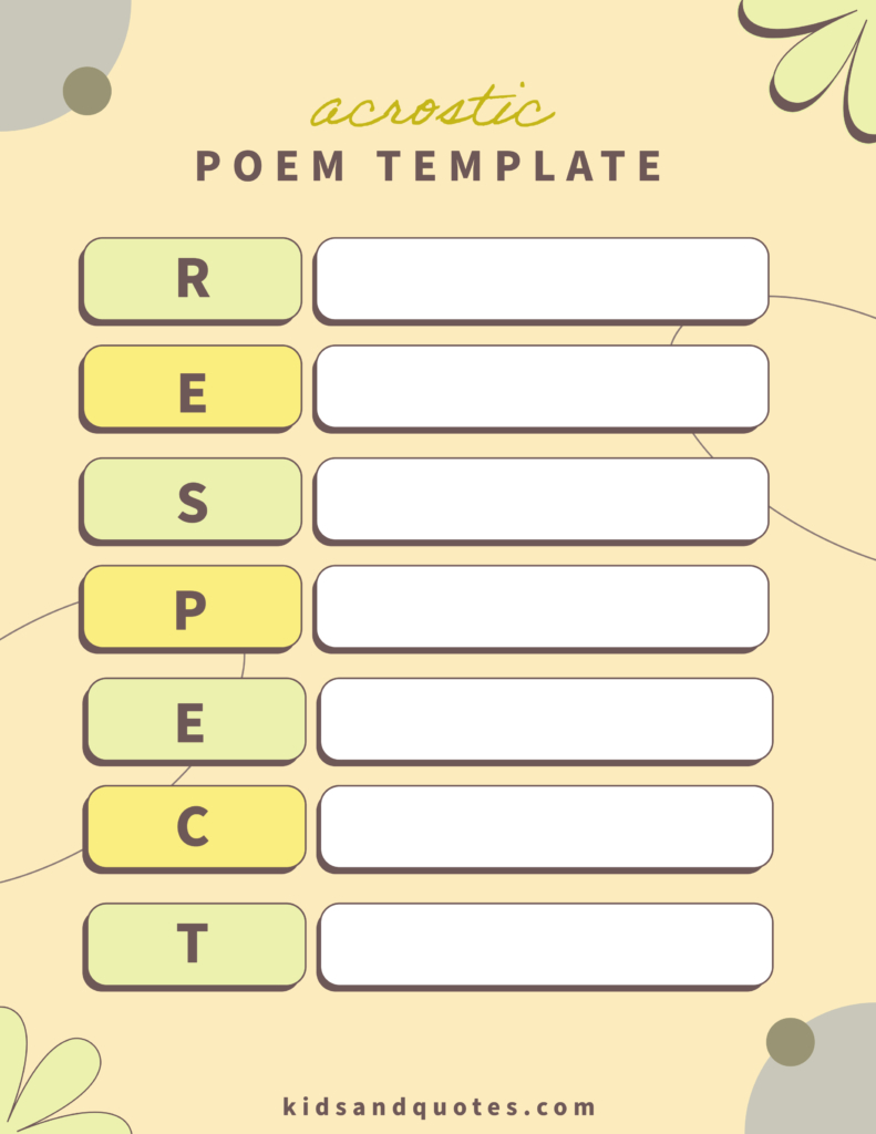 7 Kindness Acrostic Poem Printable Templates That&amp;#039;Re Free And throughout Printable Acrostics