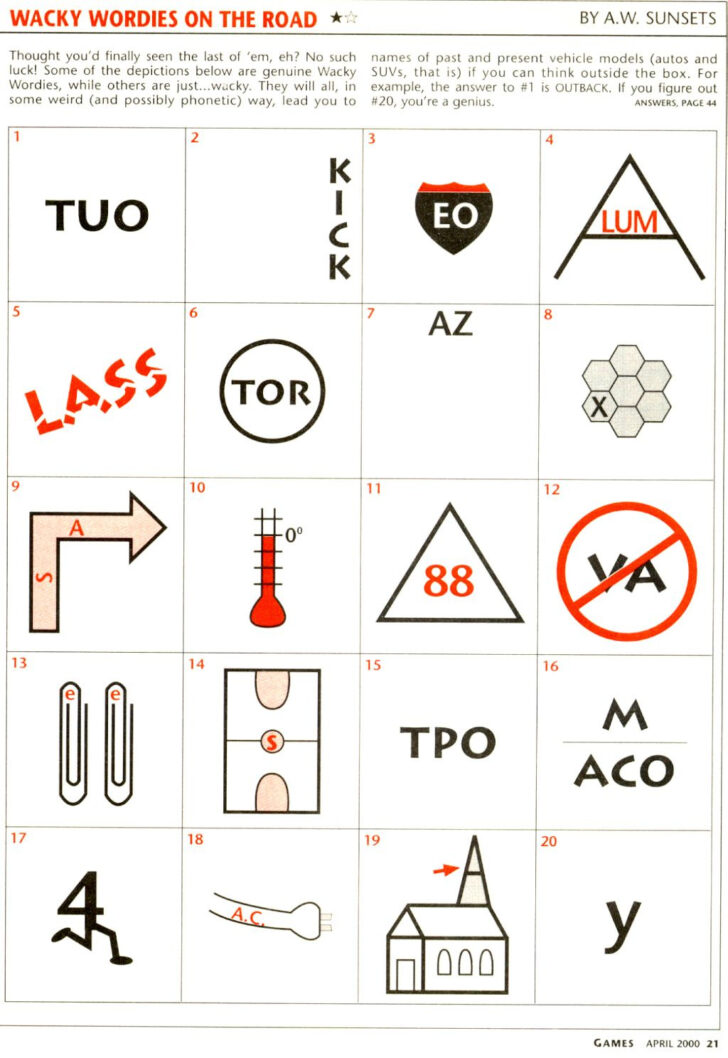 Printable Wacky Wordies Puzzle 57 Answers
