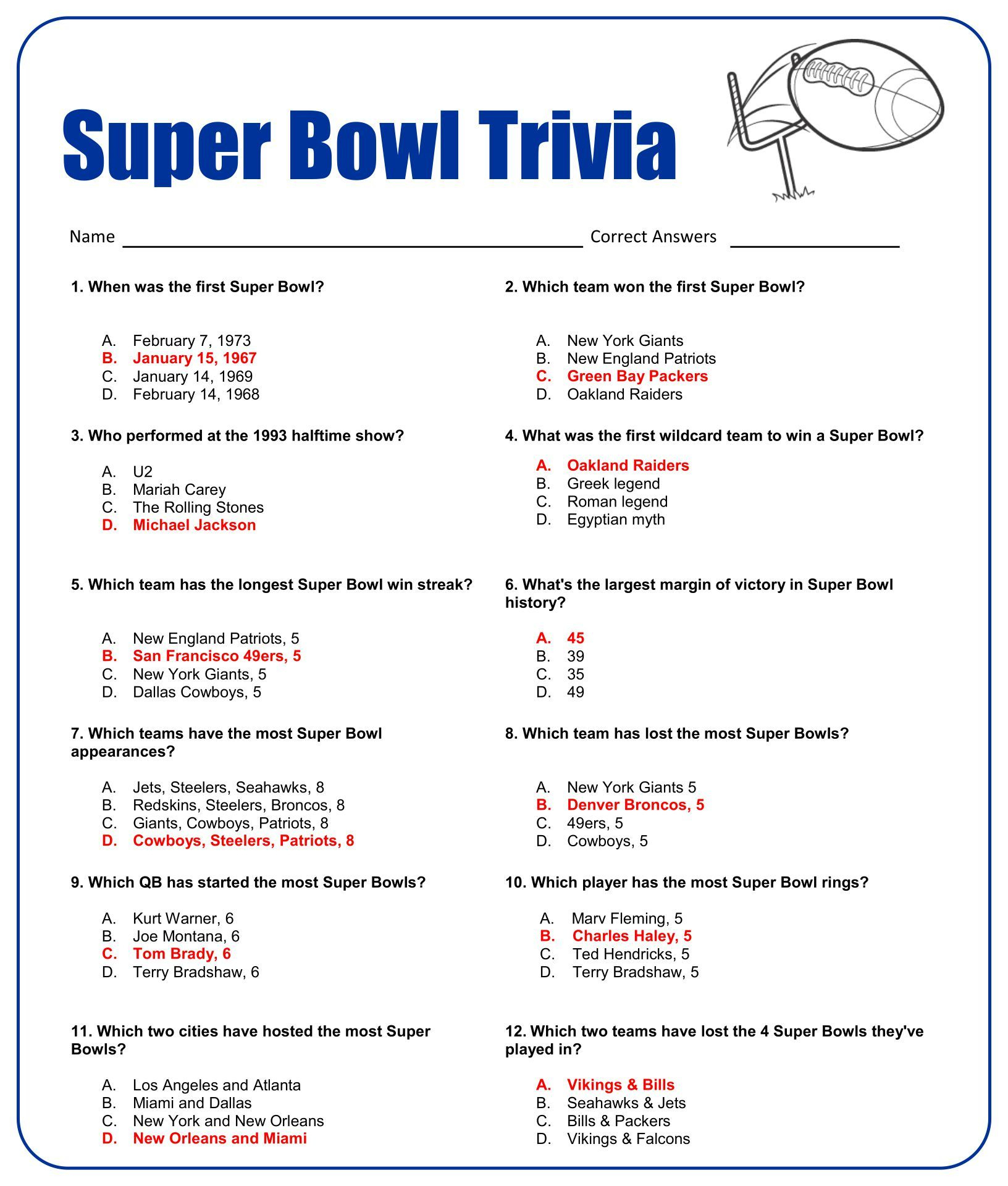 98 Football And Superbowl Party Ideas To Save Today | Football throughout Football Tribond Questions