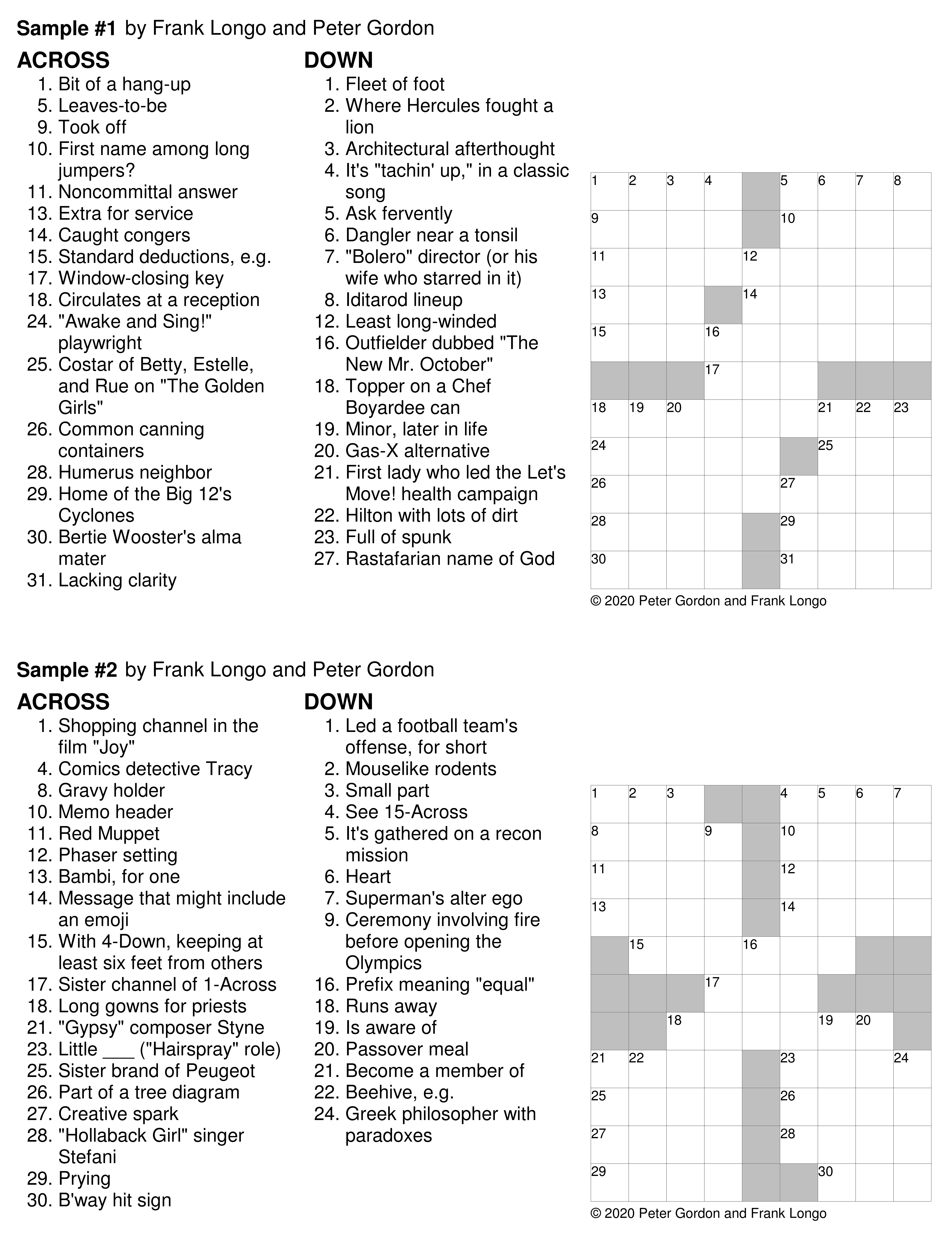 A-To-Z Crosswords 2022Peter Gordon — Kickstarter with regard to Frank A Longo Premier Crosswords