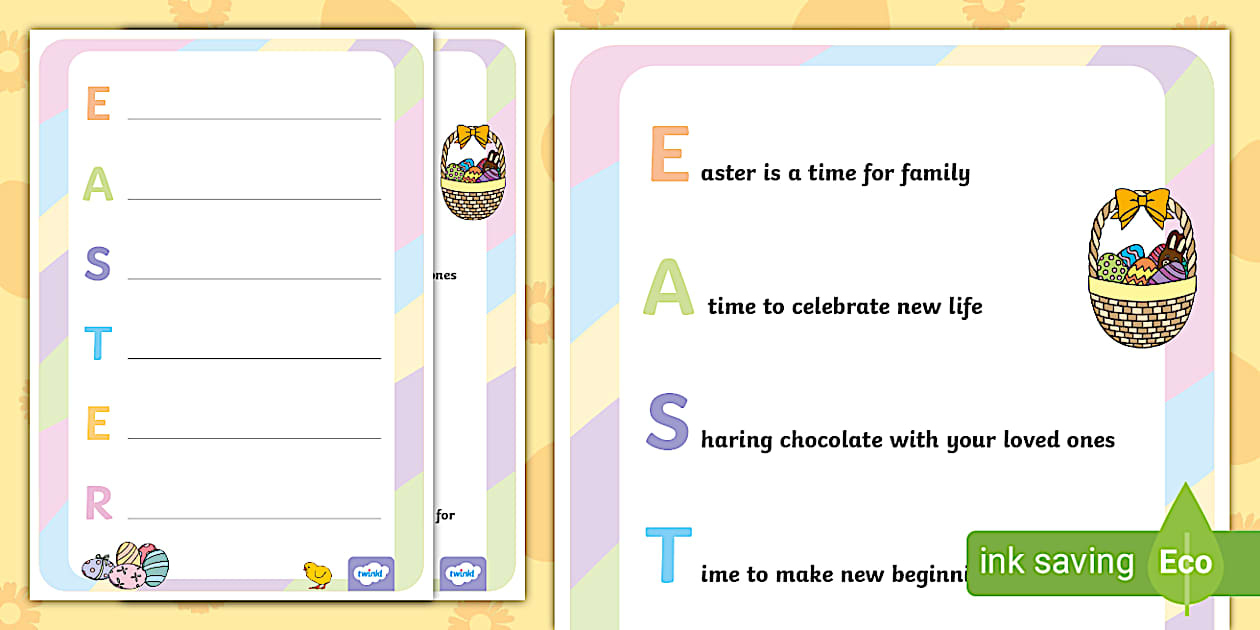Acrostic Poem Easter | Easter 2026 with regard to Printable Baron Crostic