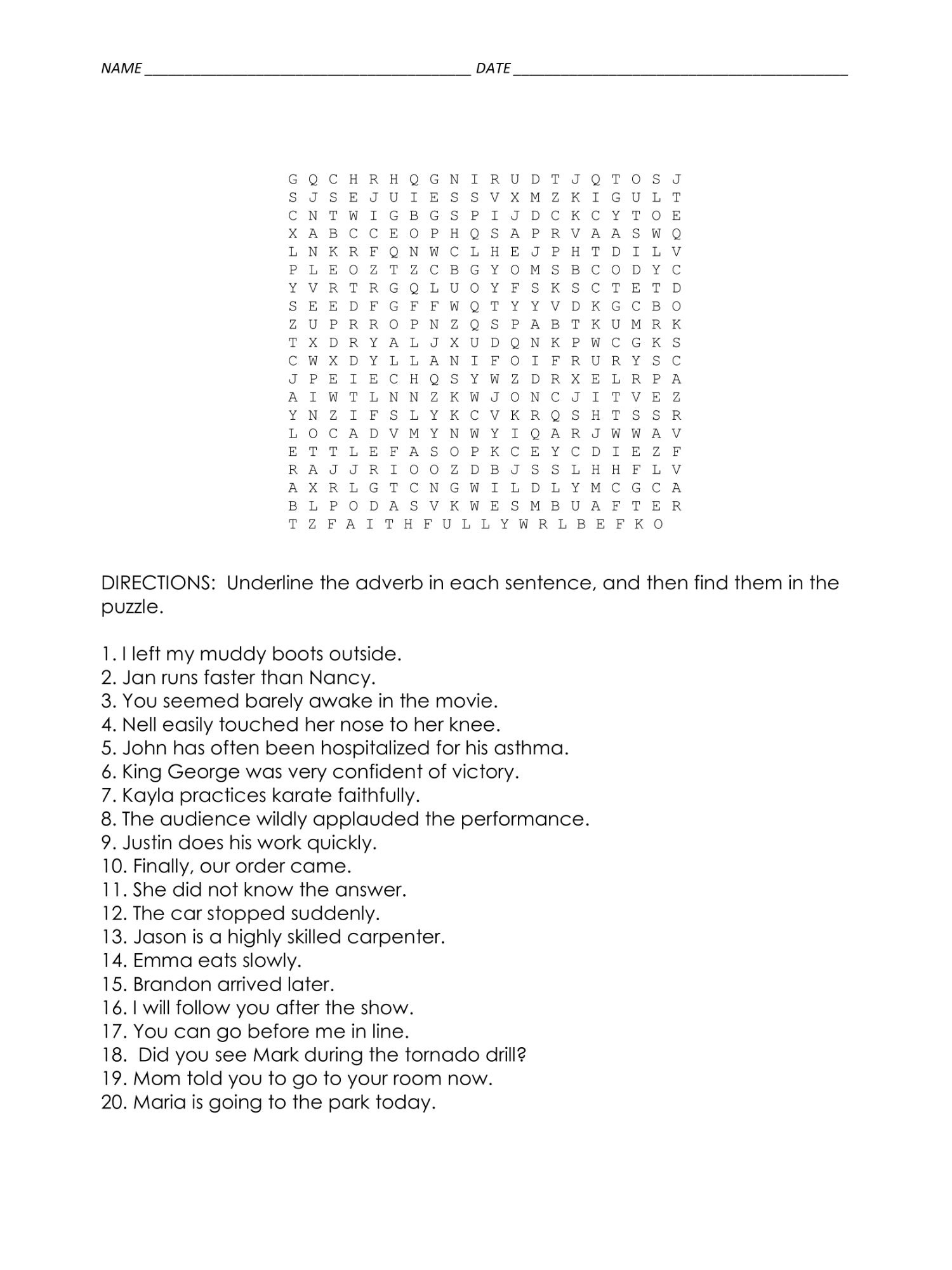 Adverbs, 6Th Grade English Worksheets, 5Th Grade Grammar in Wacky Wordies Answer All Underlined World