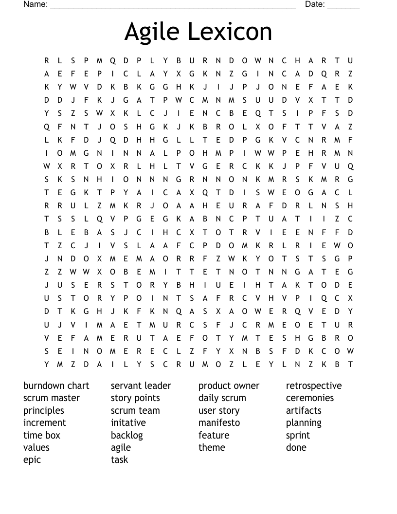 Agile Word Scramble Worksheet - Wordmint throughout Lexicon Puzzle Printable