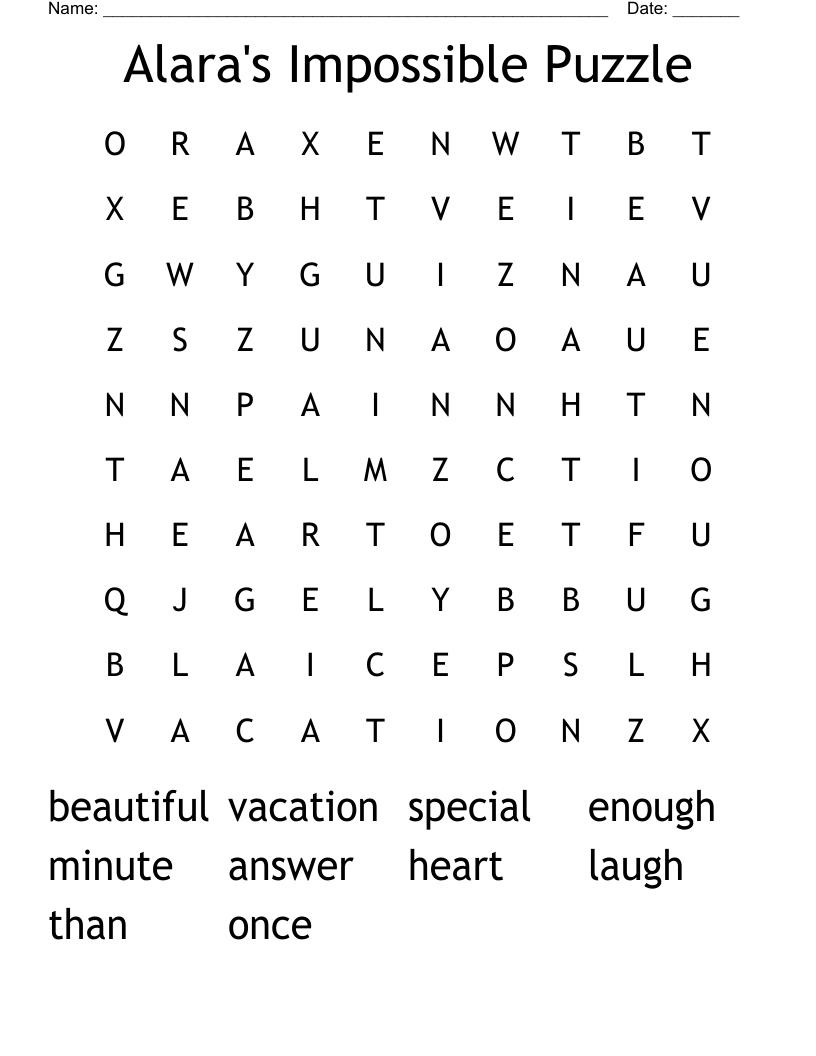 Alara&amp;#039;S Impossible Puzzle Word Search - Wordmint for Impossible Crossword Puzzle