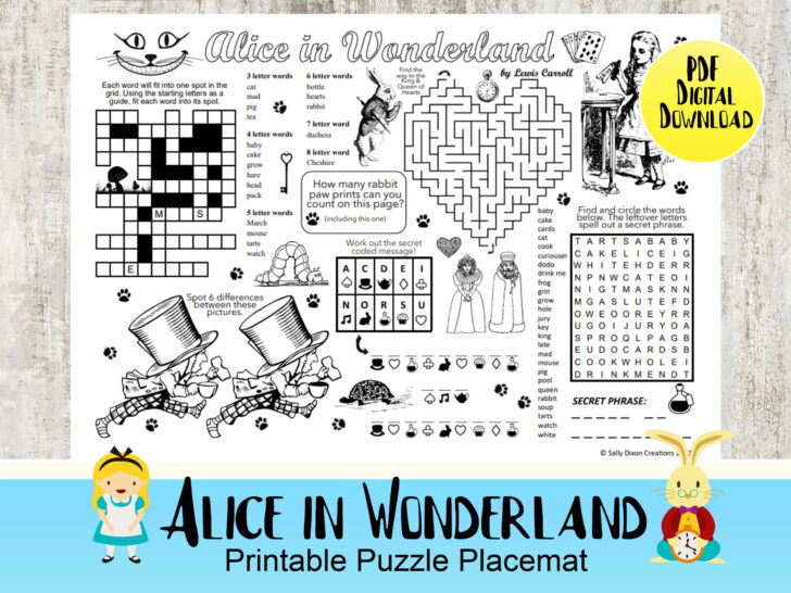 Alice In Wonderland Crossword Printable
